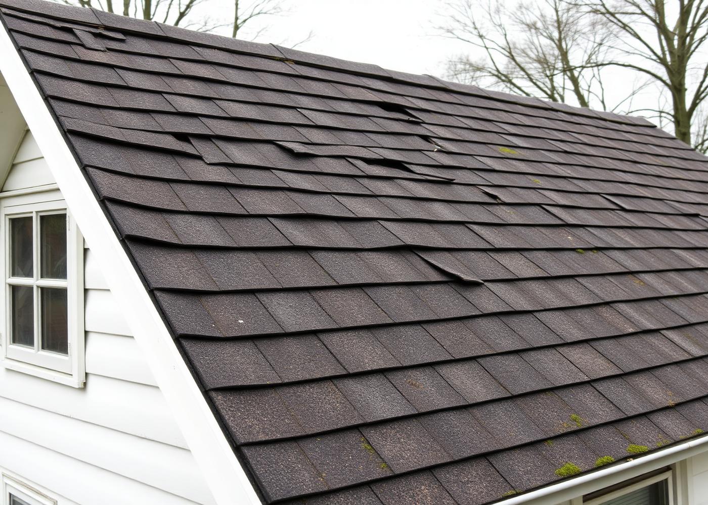 Worn curling shingles before replacement