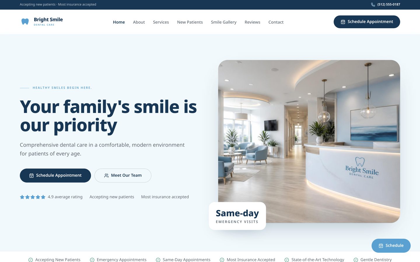Bright Smile Dental website preview