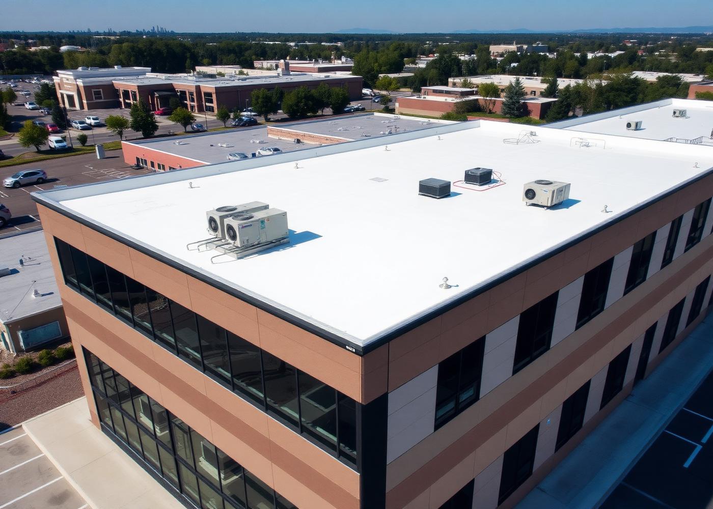Commercial flat roof with new TPO membrane