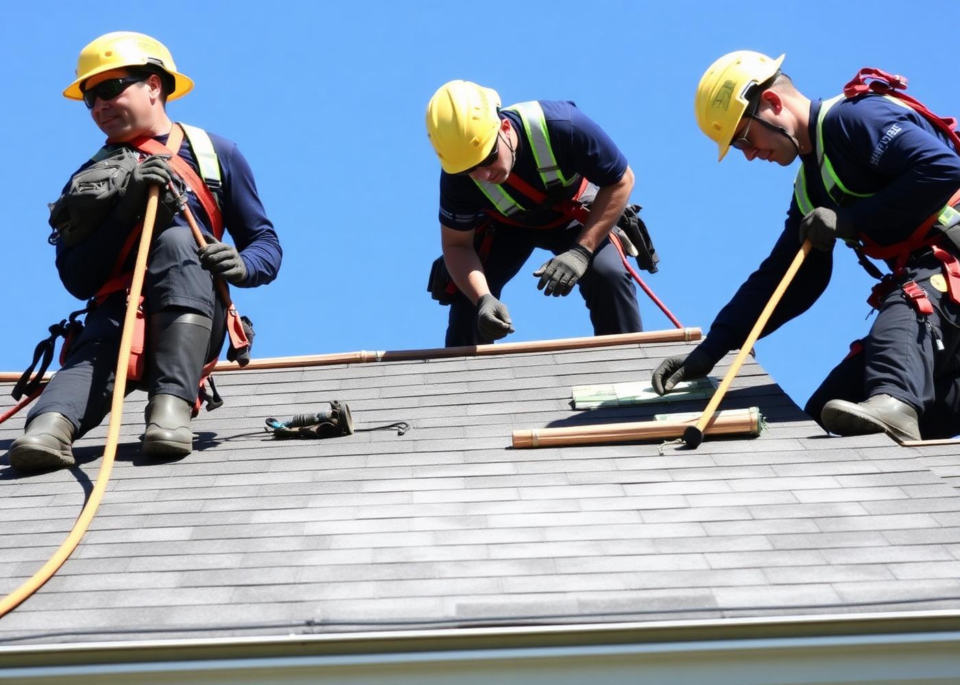 Summit Roofing crew installing shingles on a residential roof