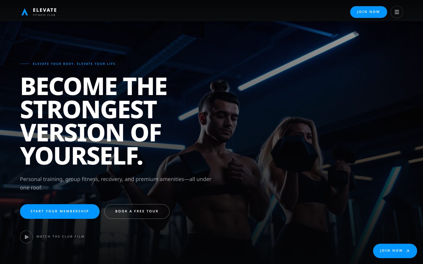 Elevate Fitness website preview