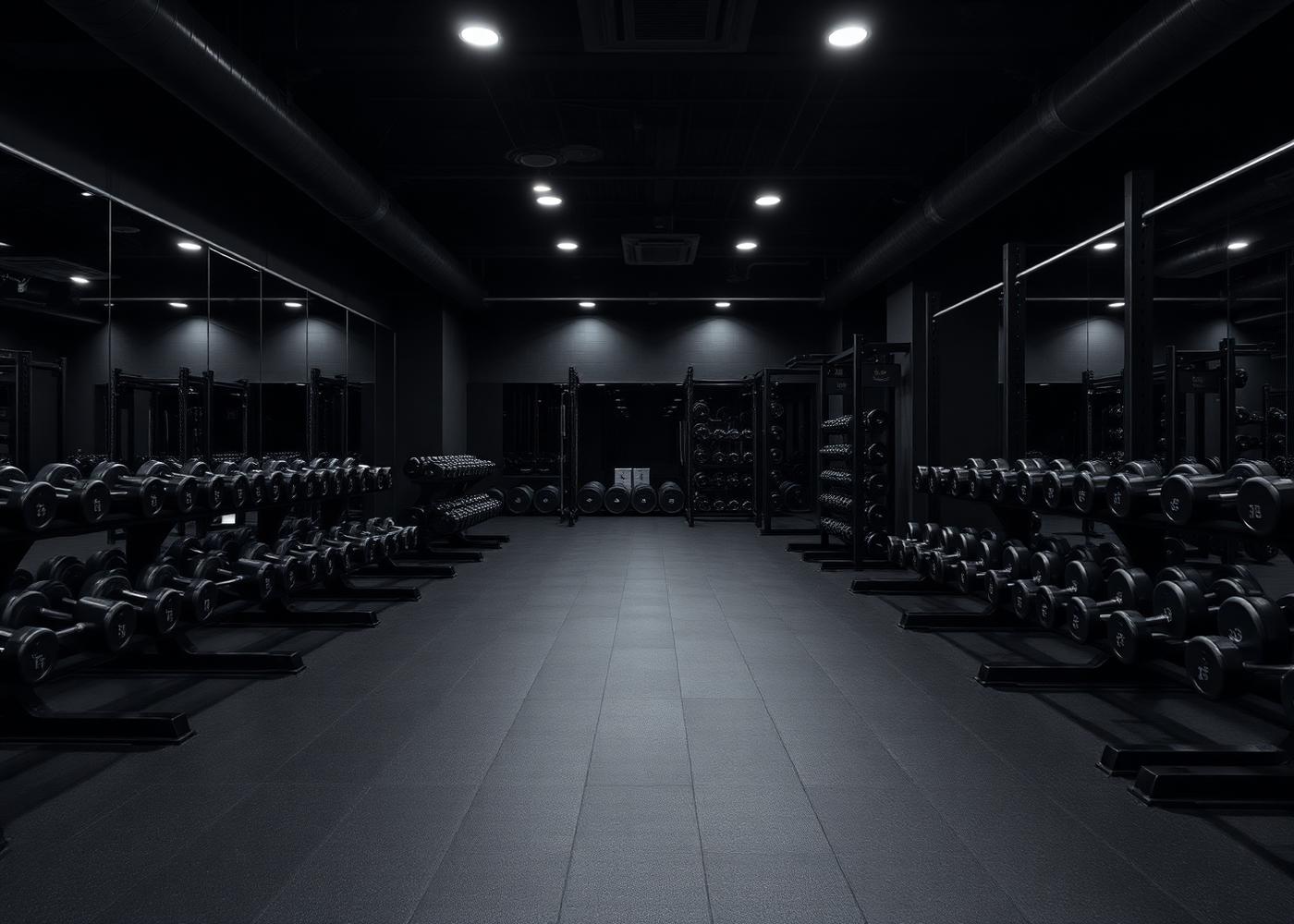 The Elevate Fitness weight floor with racks and dumbbells