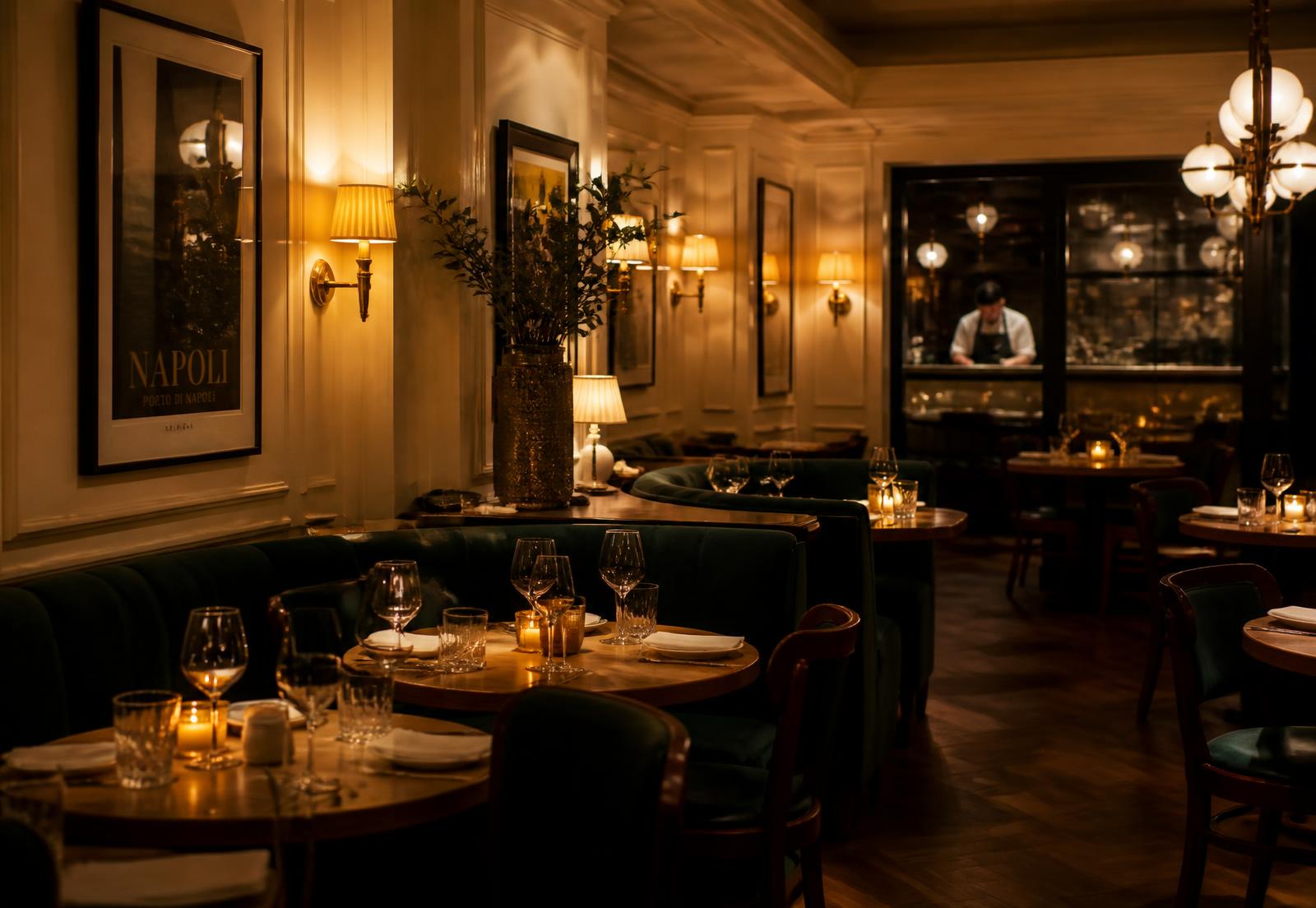 The candlelit dining room at Bella Vista