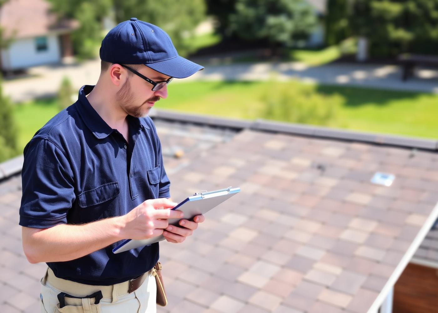 Inspector documenting roof condition