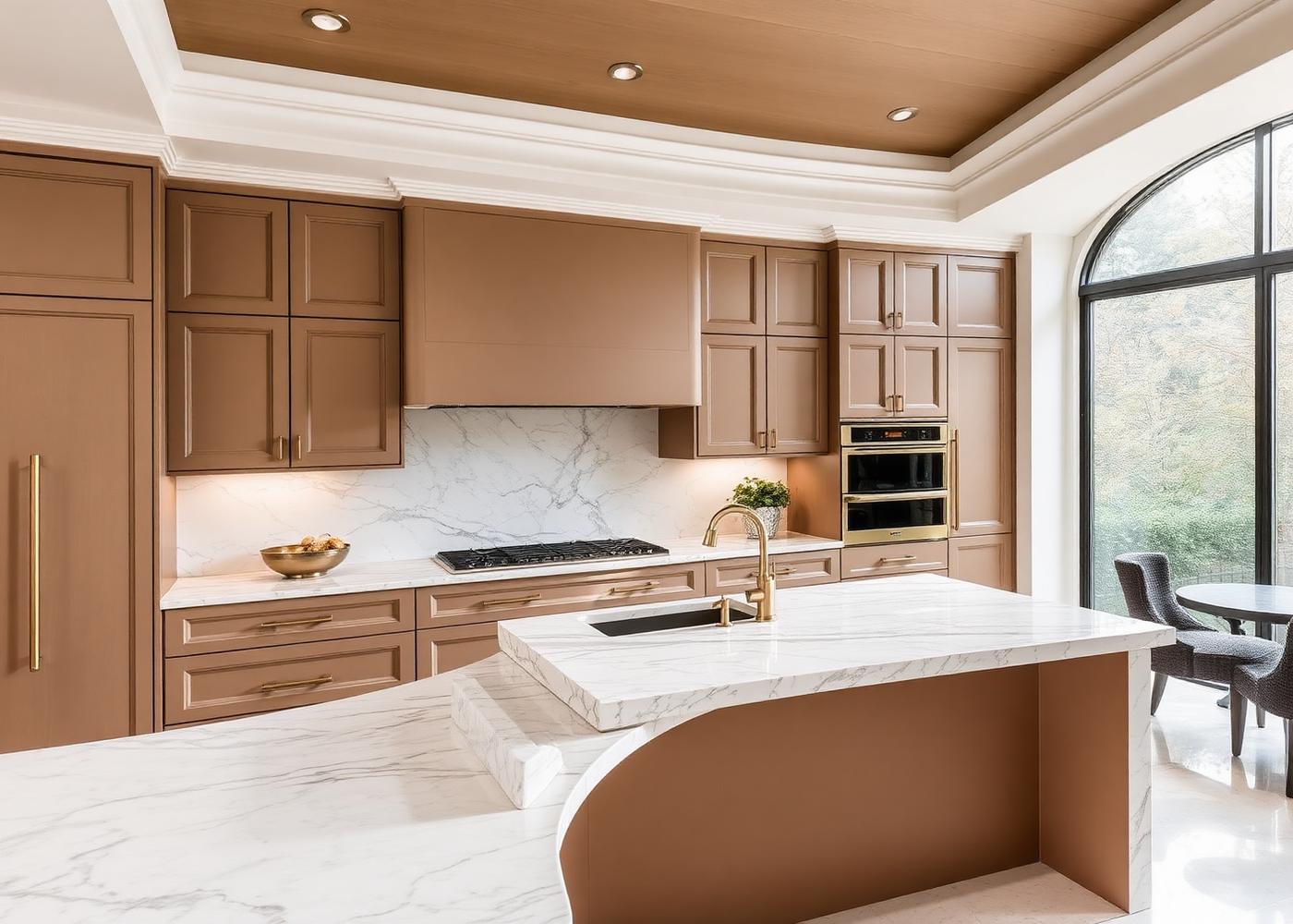 Marble kitchen island in a luxury residence