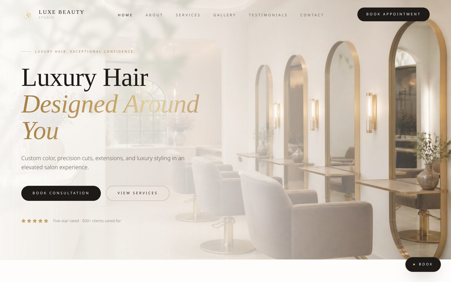 Luxe Beauty Studio website preview