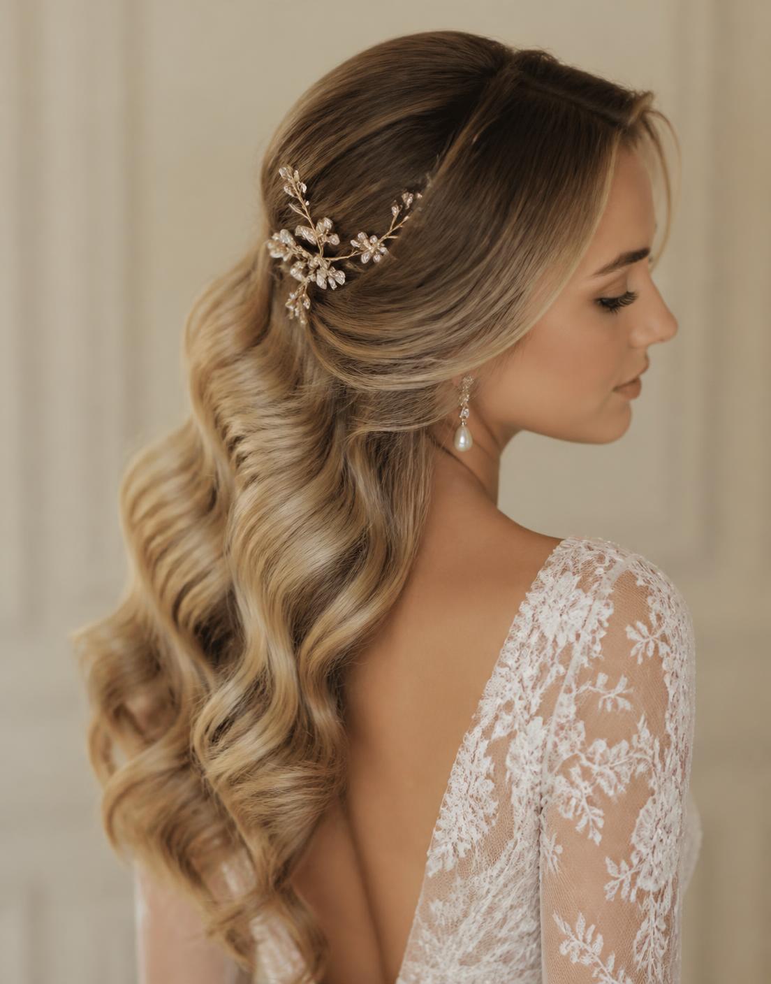 Bridal hair with soft romantic waves